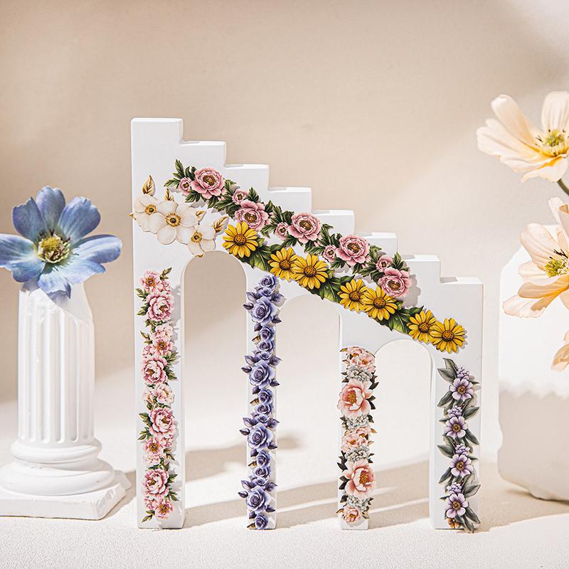 Journal GO 15pcs Long Strip Flower Stickers Scenery Creative Landscrape DIY Hand Made Collage Junk Journal Scrapbook Suppliese