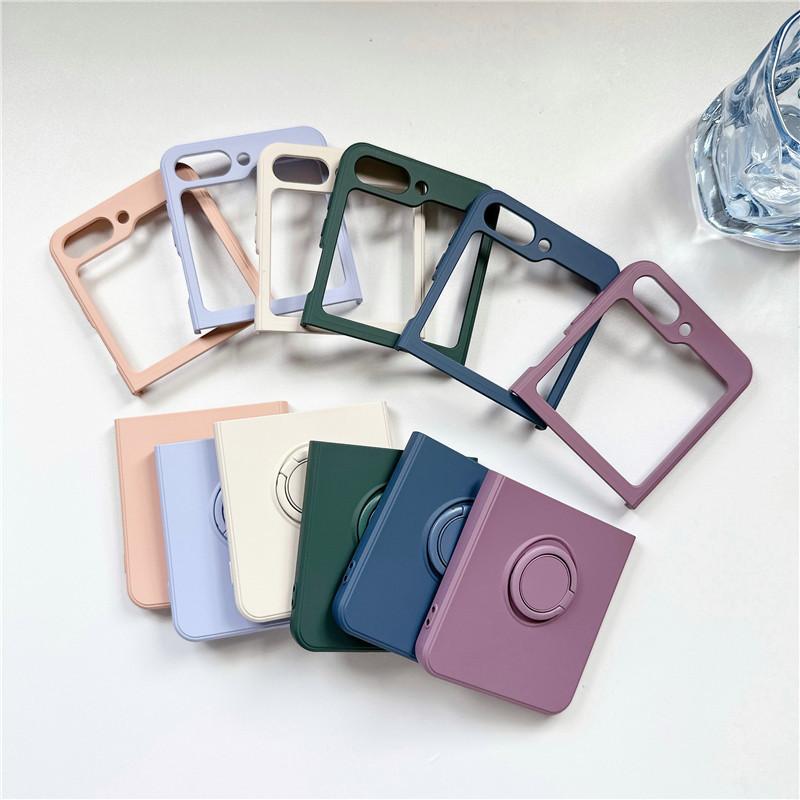 Applicable To Samsung Zflip7 Liquid Silicone Zflip6 Ring Mobile Phone Case Zflip4 Folding Screen Protective Case Foreign Trade