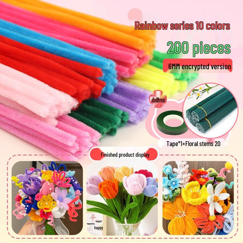Pipe Cleaner Bouquet Kit: DIY Children's Weaving Material for Handmade Chenille Christmas Tree