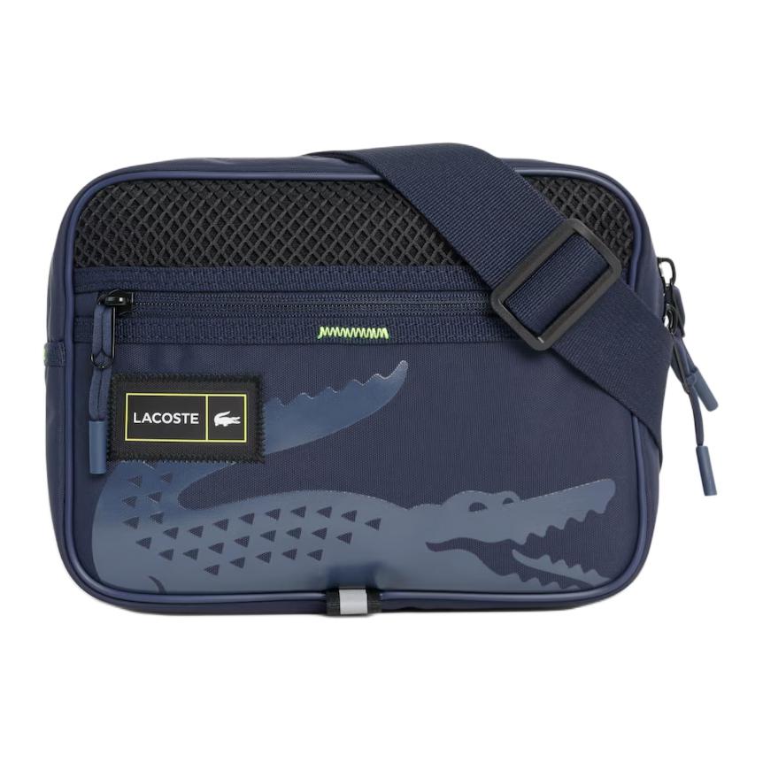 Lacoste Letter Print Crocodile Reporter Bag Men Crossbody Bag Dark-Blue NH5300GX-L24 Dark Blue
