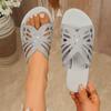 Fashion Plus Size 36-43 Solid Color 2025 New Flat Slippers Rhinestone Butterfly Hollow Fashion Ladies Slides Casual Beach Rome Shoes