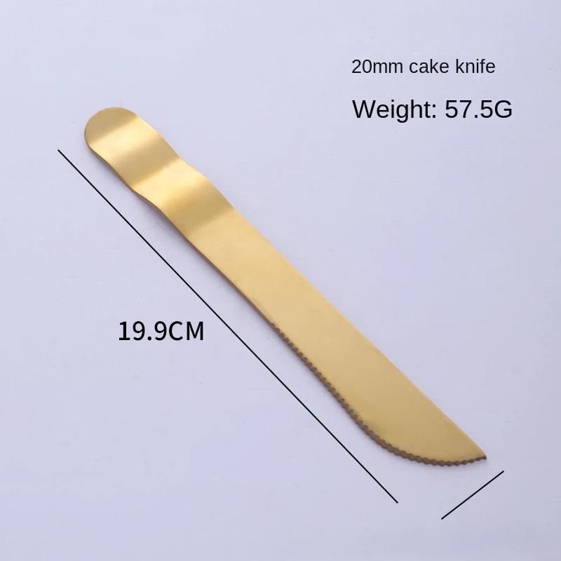 Golden cake spatula Stainless steel cake knife, fork and spoon set mooncake dessert spoon Western pastry baking tools