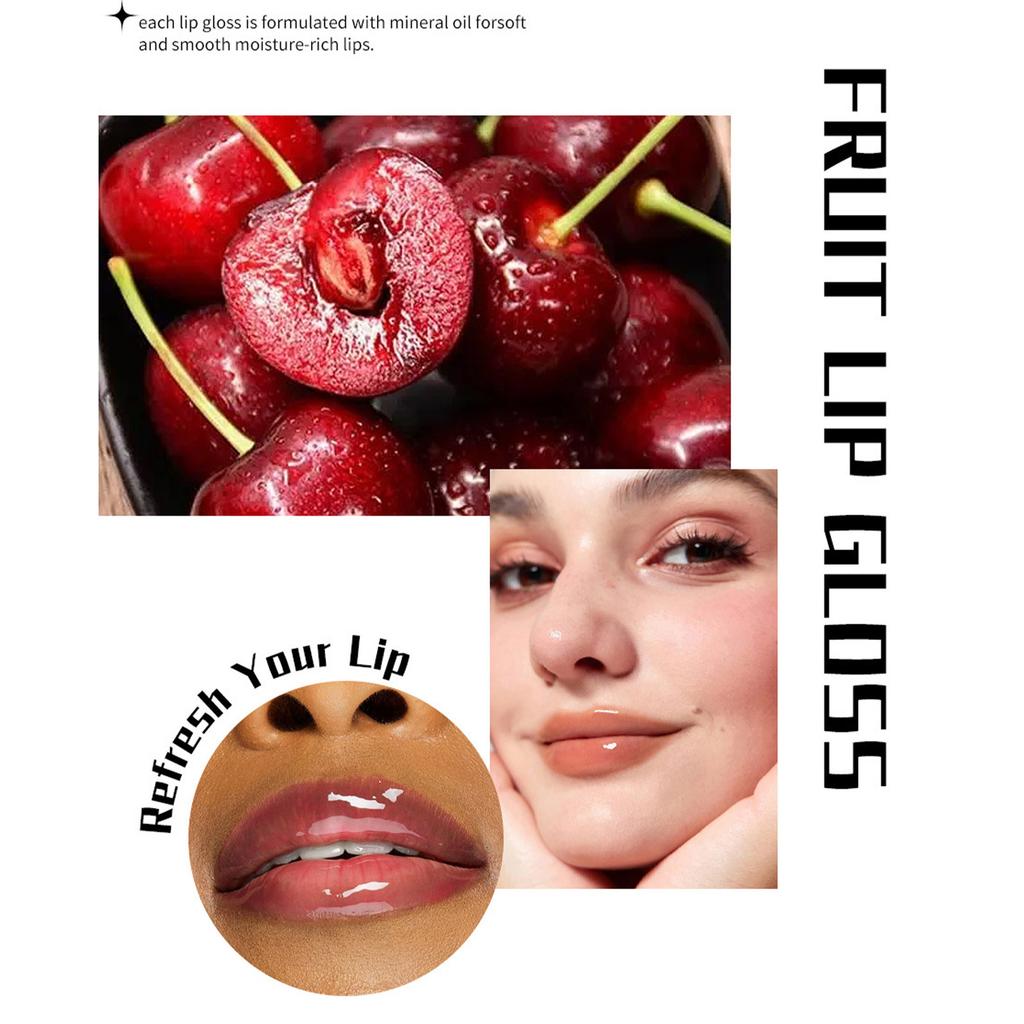 Plumping Lip Oil with Fruit Flavor, Mirror Shine Gloss - Long-Lasting Hydration Makeup for Women