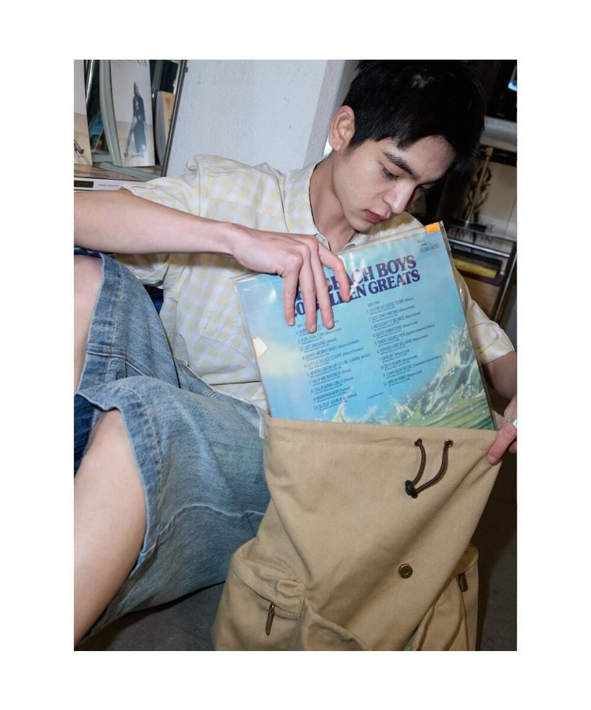 Sand Sound (Unisex) Canvas Flap Backpack Beige