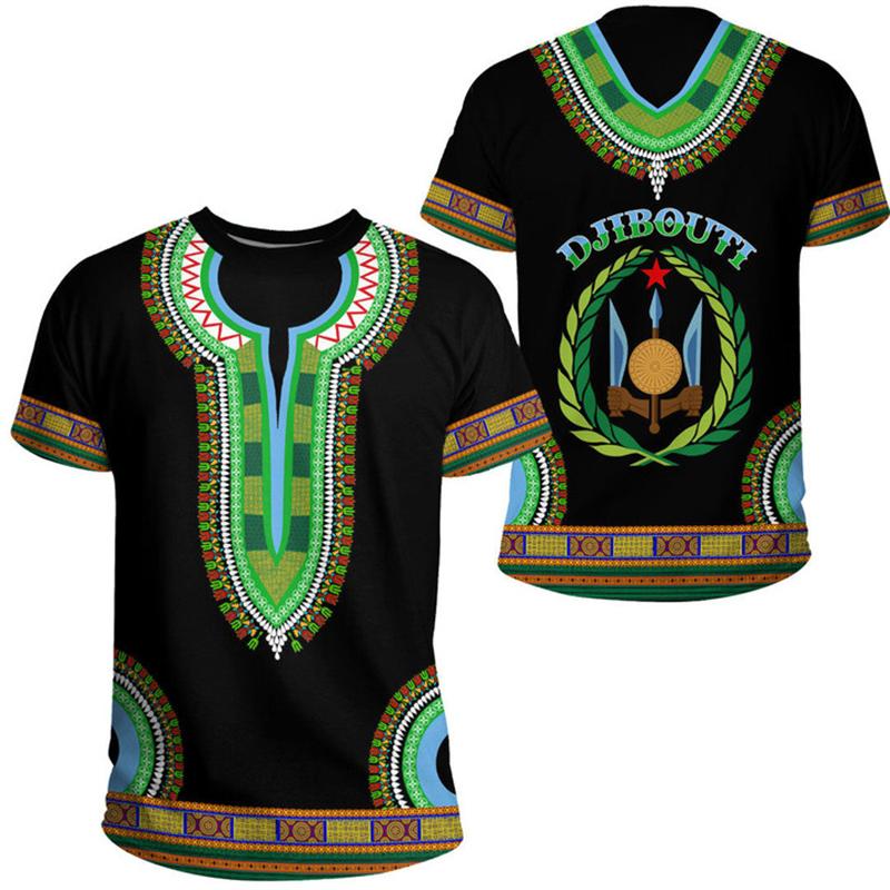 Djibouti Flag T-Shirt Men Women African Pride Graphic Tee Summer Short Sleeve Casual Gym Sports Fitness Top