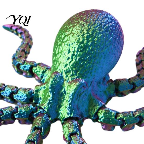 Stress Relief Fidget Toy 3D Printed Octopus Sea Animal Toy, Flexible Articulated Tentacle Figurine, Unique Home Decor Desktop Decoration with Movable