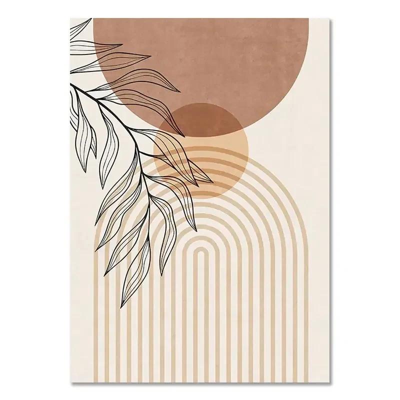 Bohemian Light Block Canvas Poster Vintage Minimalist Line Leaf Wall Art Prints For Modern Living Room & Scandinavian Home Decor