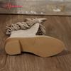 Fashion Aphixta Blue Fringe Dec Pointed Toe Knee Boots Women Winter Autumn Shoes Side Zip Med Heels Women Boots Big Size 43