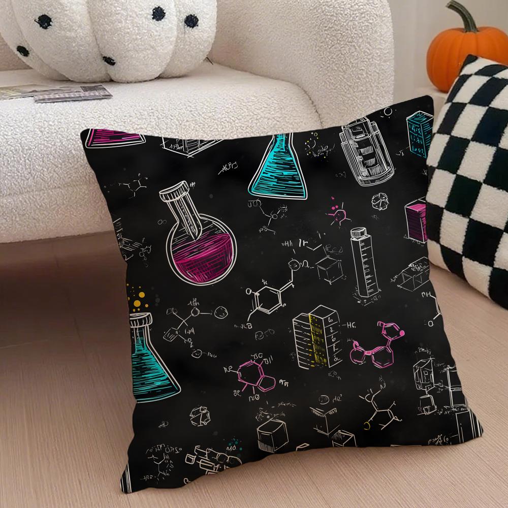 

Experimental Fundamental Chemistry Cushion Cover Throw Pillow Cover Hidden Button Durable Polyester Chair Cushion 30X30cm