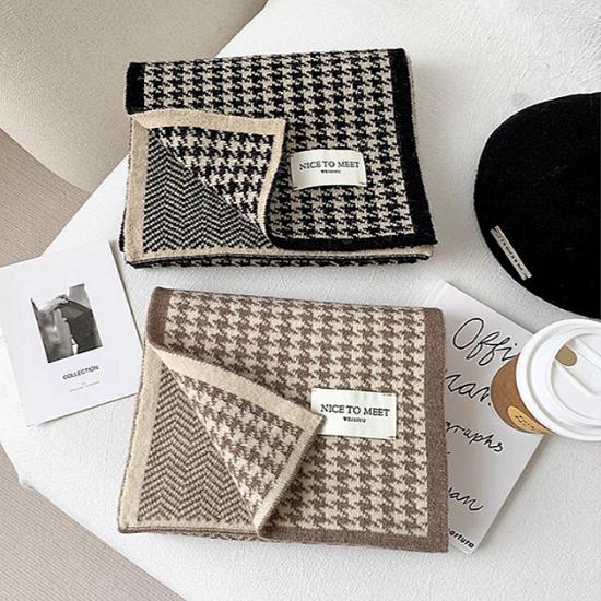 Winter Warm Herringbone Check Muffler Scarf