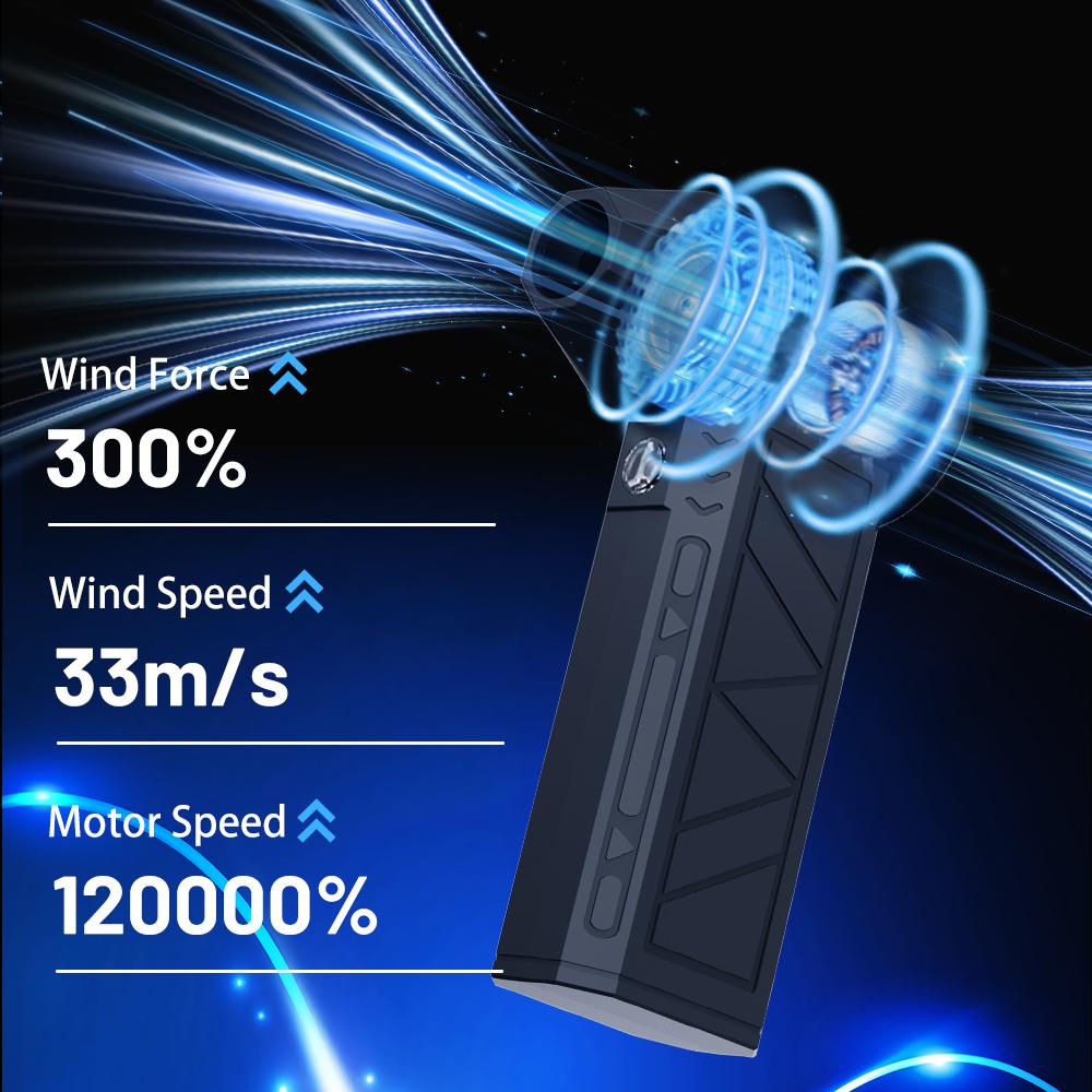 Pro Turbo Luftgebläse | Kabelloser Sturmwind für verschiedene Szenen für Autodetailing/Tastatur/Werkstatt | LED-Sicherheitswarnsystem