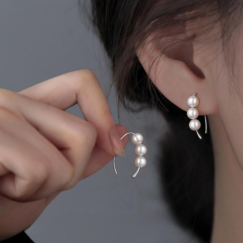 Zircon Pearl Minimalist Earrings Retro Light Luxury Design Sleep-friendly Women's Senior Sense Everyday Ear Jewelry