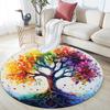Colorful Tree Round Area Rug,Carpet Rug for Living Room Bedroom Sofa Playroom Decor,Non-slip Floor Mat