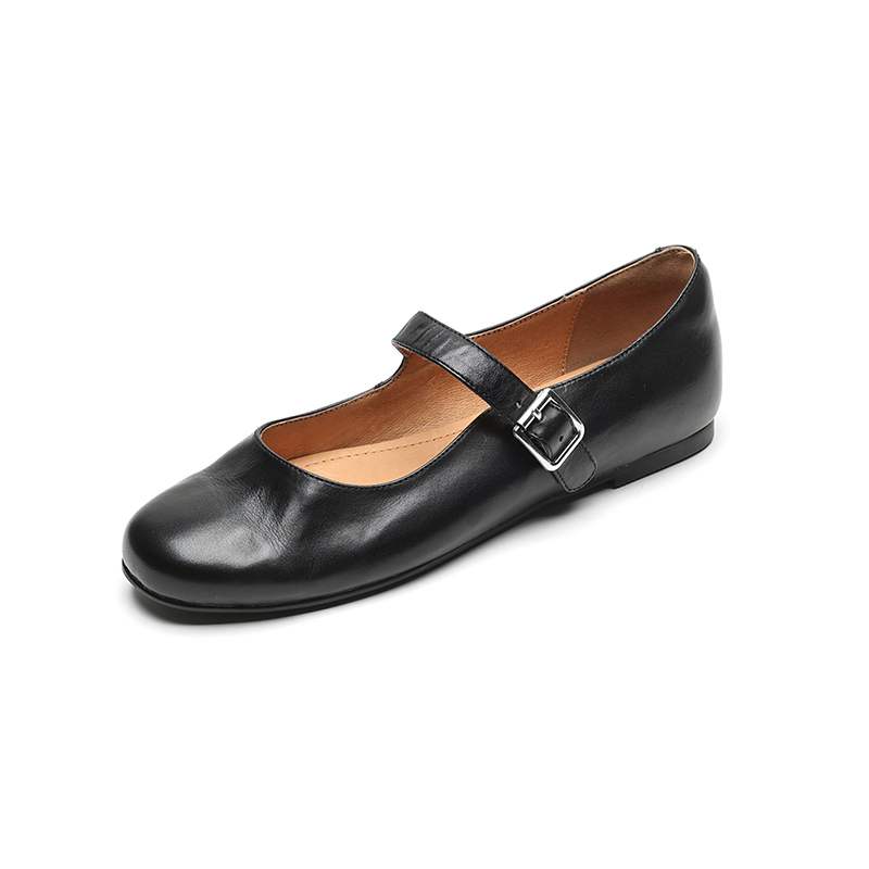 

Krazing Pot Модные весенне-осенние туфли из коровьей кожи на плоской подошве с пряжкой, женские туфли с круглым носком, балетные туфли на плоской подошве с неглубокими носами 35 чёрный