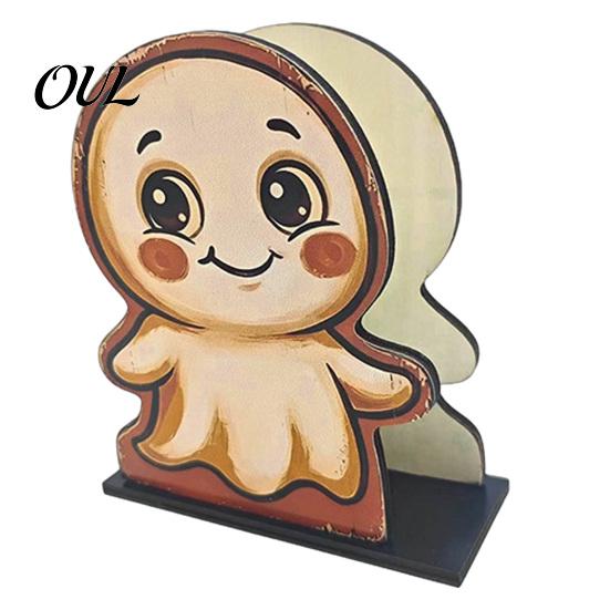 Ghost Napkin Stand Halloween Wood Holder, Pumpkin Black Cat Gnome Dispenser, Funny Holder Spooky Standing Tissue for Holiday Kitchen Dining Room Decor