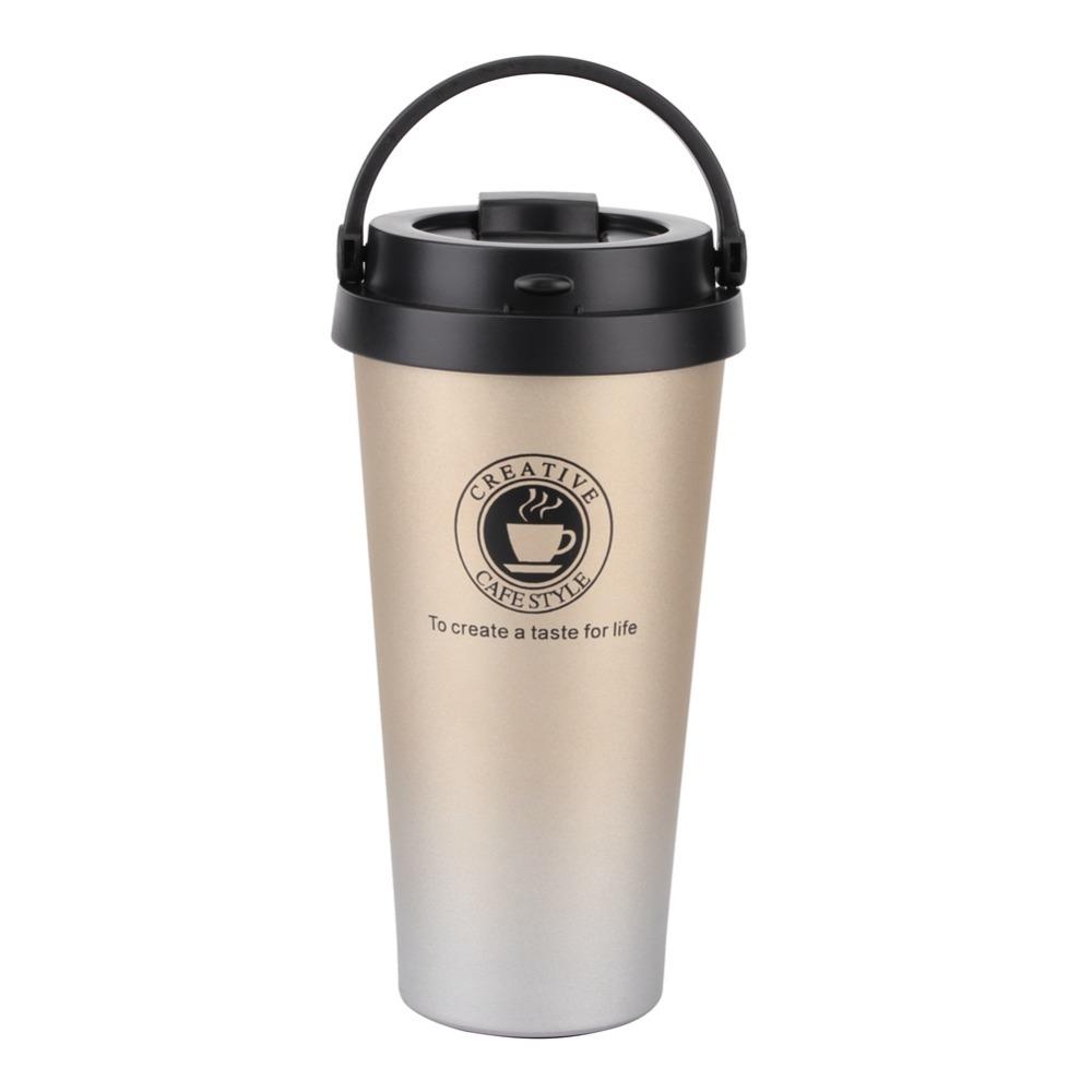 

500ml Vacuum Cup Insulated Design Double Walled Coffee Mug Leakproof Lid 304 Stainless Steel Portable Vacuum Cup Cold Drinks оранжевый