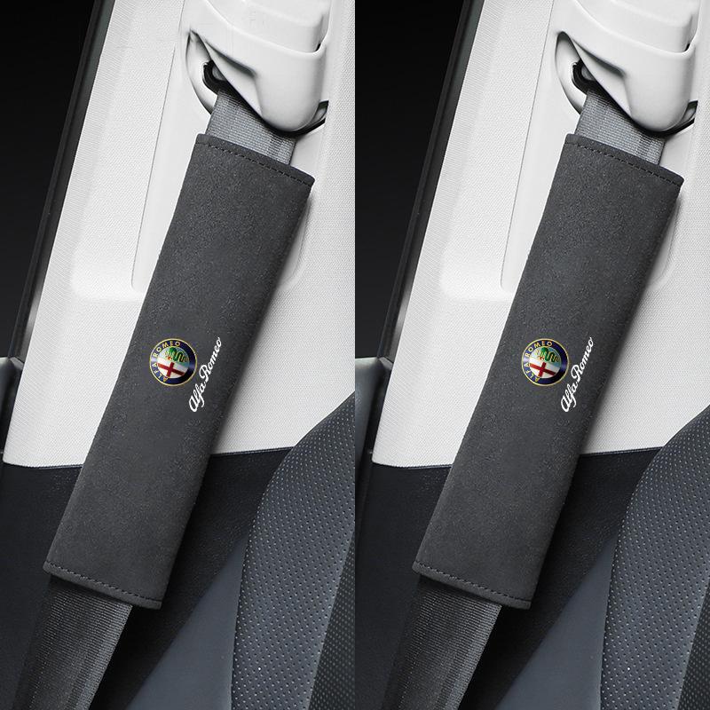 Car Stickers For Alfa Romeo 2Pcs Car Seat Belt Cover Shoulder Pad For Alfa Romeo Giulia Stelvio Giulietta 156 159 147 Mito Tonal