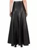 Skirt Soft Long Flare Skirt Black Stylish Hot Women's Genuine Lambskin Leather