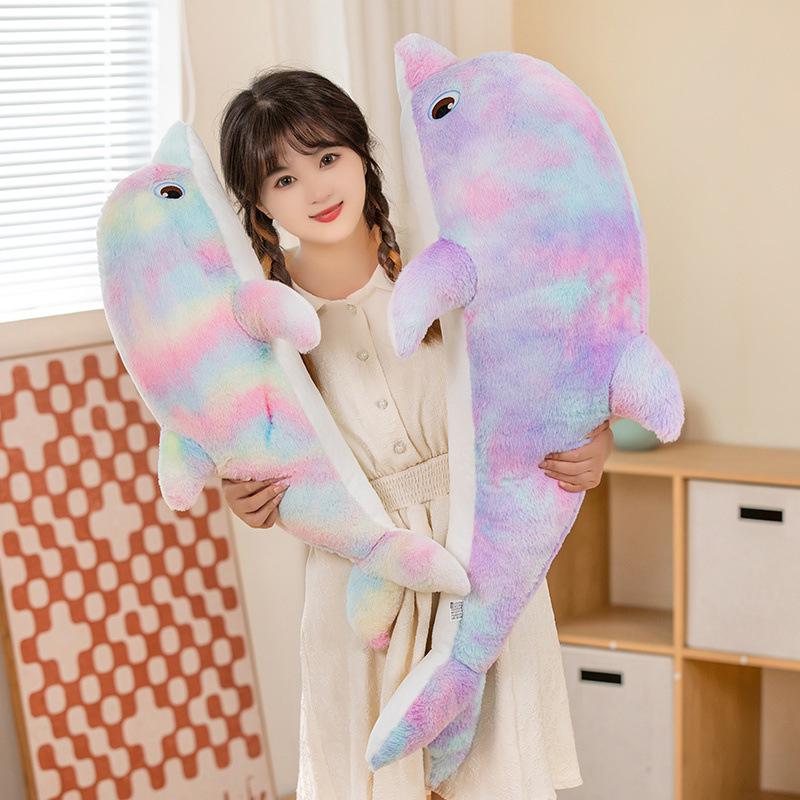 Colorful Dolphin Whale Plush Sleeping Pillow for Kids