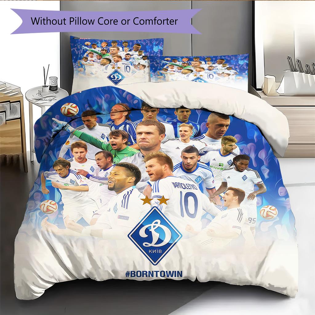 FC Dynamo Kyiv  Pattern Bedding Quilt Set Quilt Cover Pillowcase Home Decoration Birthday Gift (1 * Duvet Cover + 2 * Pillowcase, Without Core)