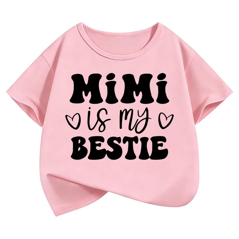 Casual Shirt Mimi Is My Bestie Letter Printed T Shirts Kids Childrens Tshirt Boys Girls Summer Spring Top Tee Shirt