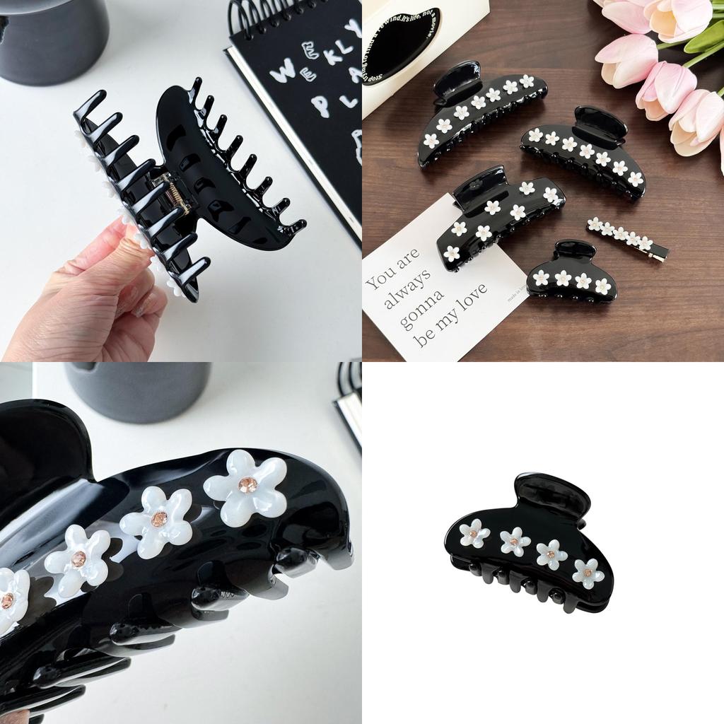 Luxurious Oversized Flower Hair Claw Charming Acetate Rhinestone Grab Clip For Women