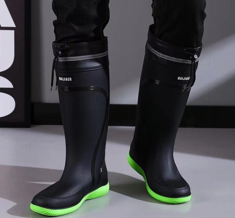 Men's Women's High-End Rain Boots Closed Rainproof and Waterproof Short and Mid.Calf Length Non-Slip Drawstring Rubber Boots