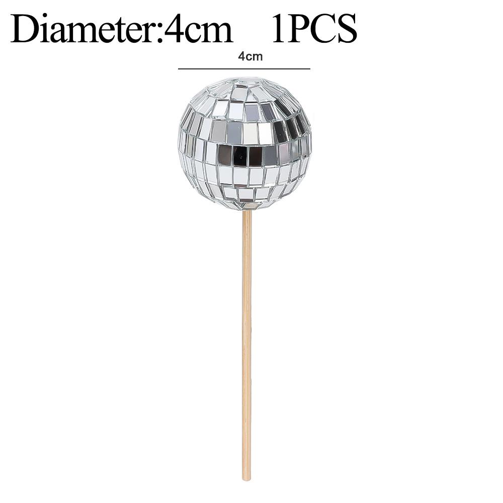 Lot Disco Decorative Balls Retro Cake Cake Insertion Card Home Birthday Party KTV Bar Decor Sequin Wedding Reflective Glass Ball