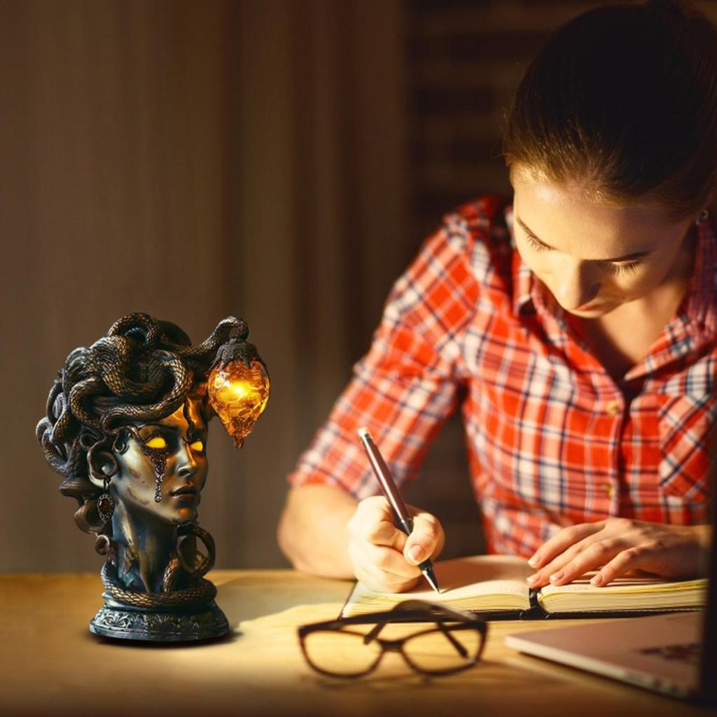 Table Lamp Lamp for Table Resin Figurines Decoration Lighting Collectible for Kitchen Christmas Living Room Home Halloween Desk
