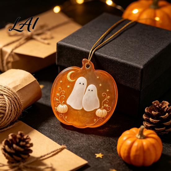 Decorative Pumpkin Pendant for Halloween Spooky Friendship Ornament Ghost Cat 2D Flat Acrylic Seasonal Decor Party Decoration Hanging Window
