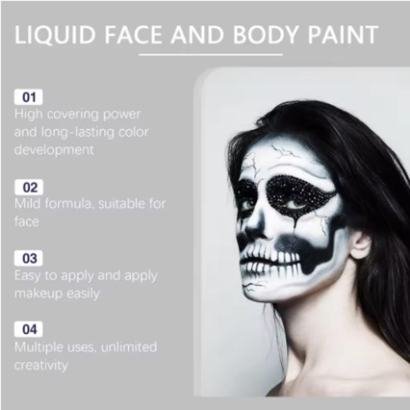 Pintura Facial y Corporal de Halloween de Secado Rápido - Maquillaje Artístico Colorido y de Payaso