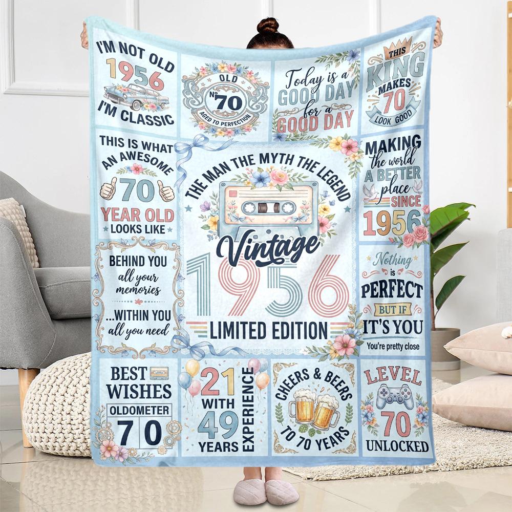 Vintage Celebration Blanket Soft & Cozy Perfect for Chair Office Chair Couch Four Seasons Multipurpose Playful Design Gift for Travel Home Birthdays