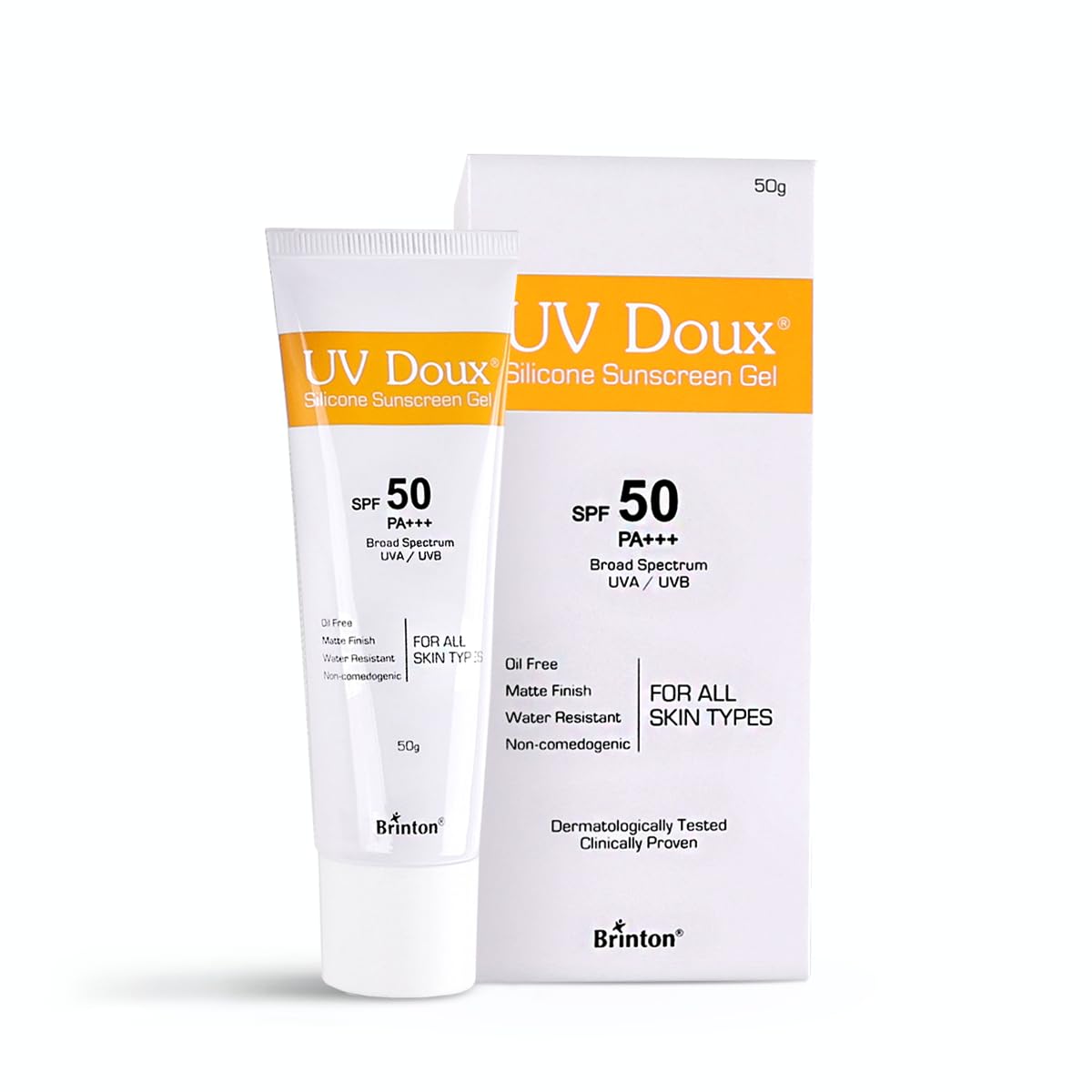 

Солнцезащитный гель Brinton UV Doux SPF 50 PA+++ | Некомедогенный, безмасляный, водостойкий | Защита от UVA/UVB лучей | Легкая формула | 50 г