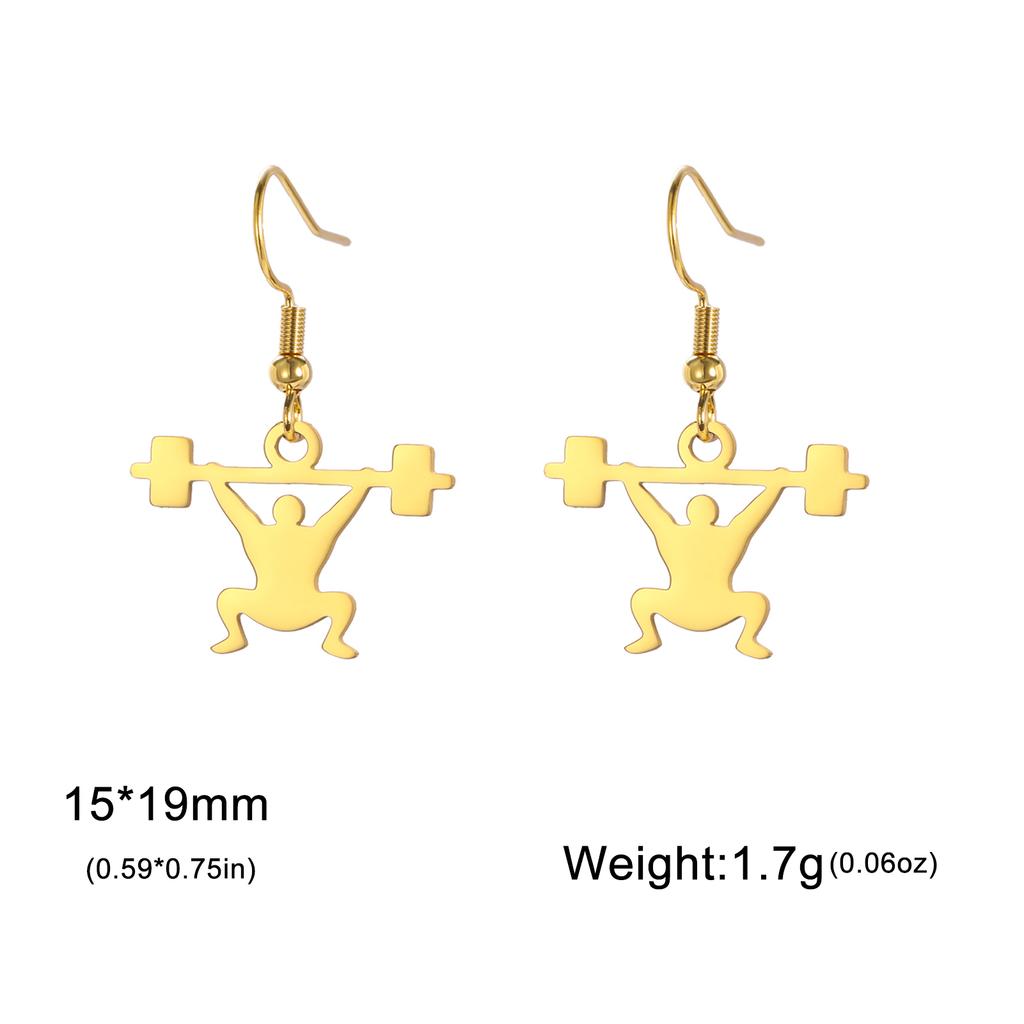 Cazador Gold Color Weightlifter Drop Earrings for Women Men Fitness Exercise Stainless Steel Jewelry Earrings 2026 Trend Gift