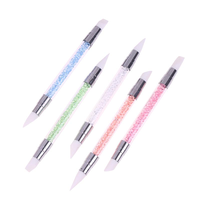 5 szt. Pióro do zdobienia paznokci Dwugłowe Silikonowe Pióro do Rzeźbienia Kwiatów Regulowany Klej w Sztyfcie Pióro do Embossingu Pędzel do Zdobienia Paznokci Każde Narzędzie Domowe