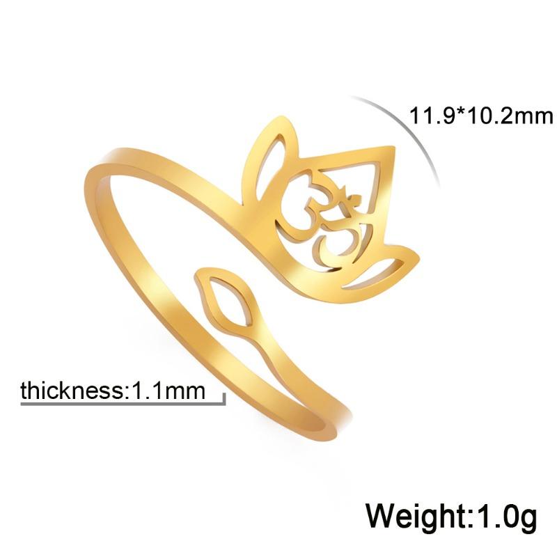 European and American Retro Lotus Ring, Women's Stainless Steel Adjustable Finger, Ring, Jewelry Gift for Lover's Mother