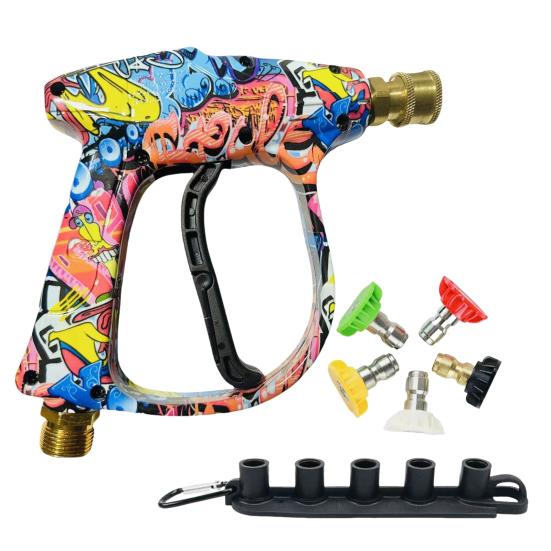 Pressure Washer with Quick Connect Nozzles Ergonomic Handle Graffiti Design Powerful Floor Cleaning Garden