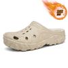 Large size cotton slippers winter indoor non-slip warm hole shoes outdoor piled thickened fluffy slippers