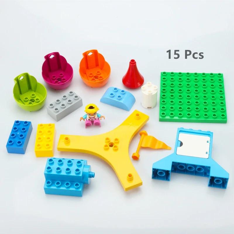 Großer Baustein Drehbares Riesenrad Bus Rennwagen Murmelbahn Kompatibel Duplo Pädagogisches Kreatives Spielzeug Kinder Kinder Geschenk