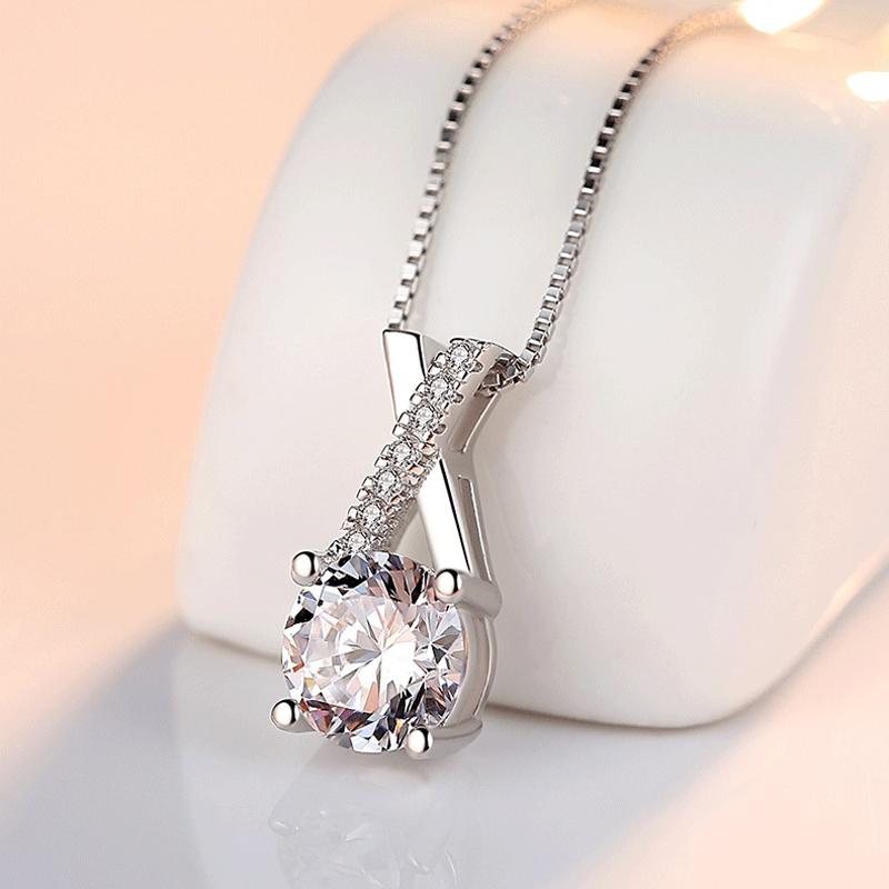Onevan Trendy 925 Sterling Silver Aaa Zircon Fine Jewelry Geometric Strip Pendant Necklaces Simple Gift For Women Nk023