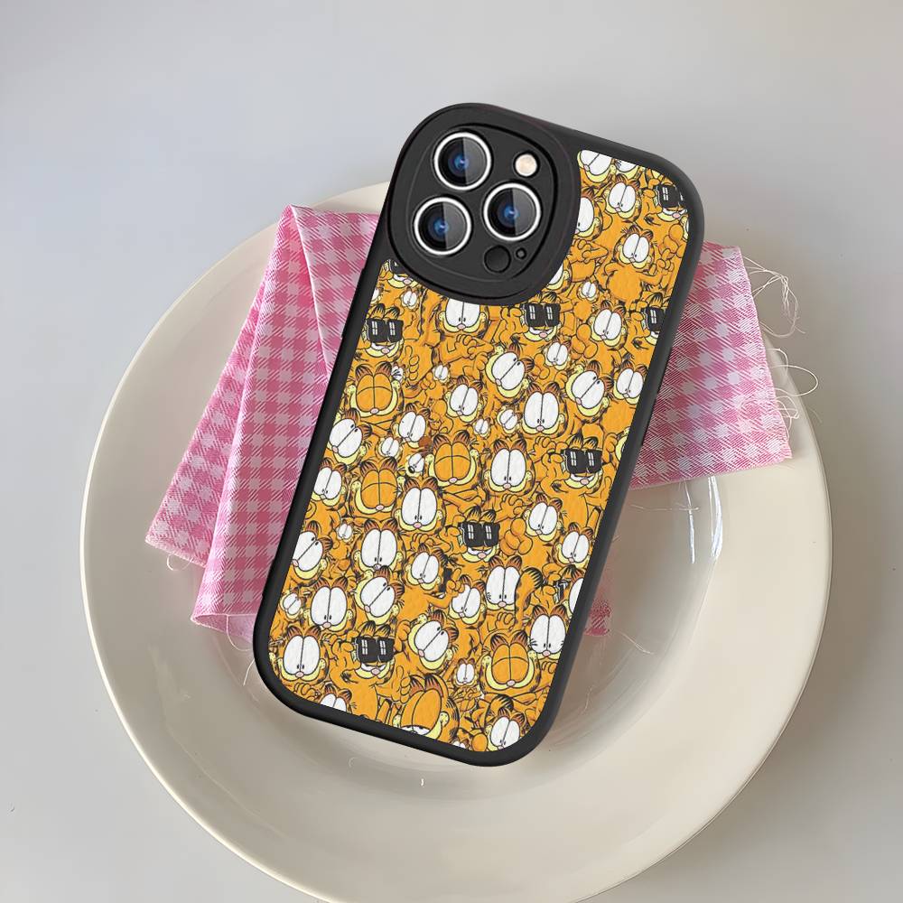 Cute Anime G-Garfields Cat Phone Case For Iphone 16 15 14 13 12 11 Pro Max Plus Leather Soft Back Cover