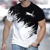 Męska czarno-biała koszulka z nadrukiem pociągnięć pędzla z logo skaczącej pantery, casualowa z okrągłym dekoltem i krótkim rękawem do streetwear