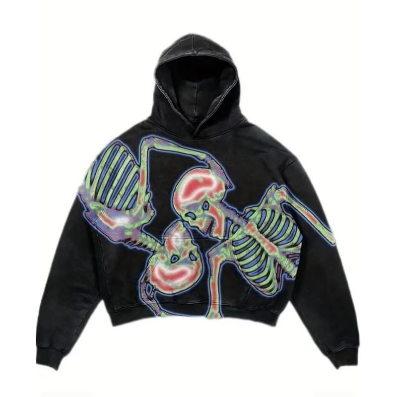 

Autumn and Winter Men and Women s Skull Horror Element Pattern 3D Printed Hoodie Black Casual Pullover Suitable for Daily Wear 4XL