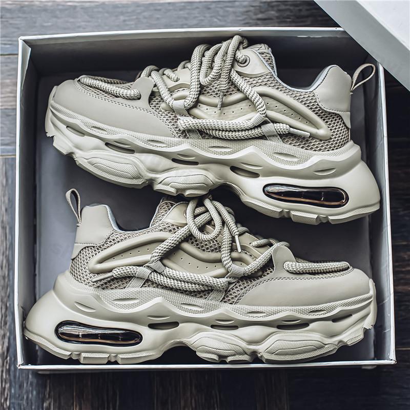 

Модная мужская сетчатая дышащая обувь с низким верхом, повседневная, на толстой подошве, спортивная, осенняя 2025, новый модный тренд, универсальные удобные массивные кроссовки 39 серый