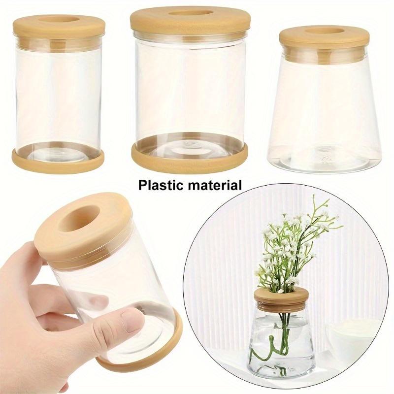 Plant Cultivation Station,Desktop Glass Flower Pot Glass Container Vase with Wooden Lid and Tray,Gifts for Plant Lovers(Hammer a