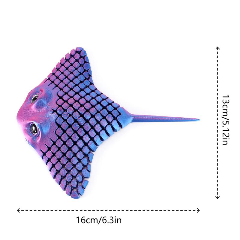 3D Printed Manta Ray Fidget Toy Multicolor Articulated Sensory Toy Manta Rays And Devil Fish Animal Models Home Desktop Ornament