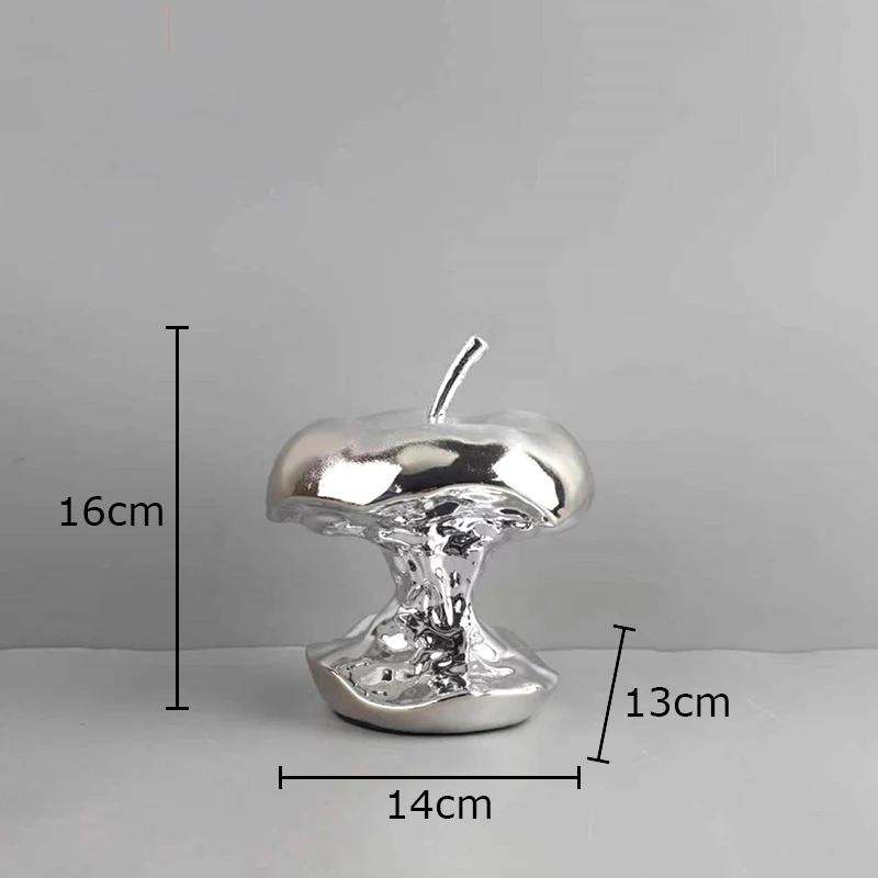 

Silver Chipped Apple Resin Statue Delicious Fruits Modern Crafts Desk Decoration Ornaments Fruit Sculpture Room Aesthetics Decor
