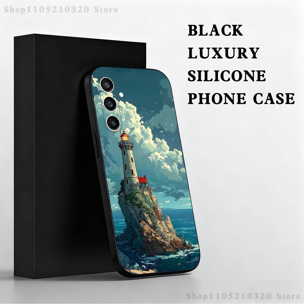 

Lighthouse Anime Phone Case For Samsung S25,S24,S23,S22,S21,S20,S10,Ultra,Plus,Lite,FE,Soft Silicone Black Cover SamsungS9
