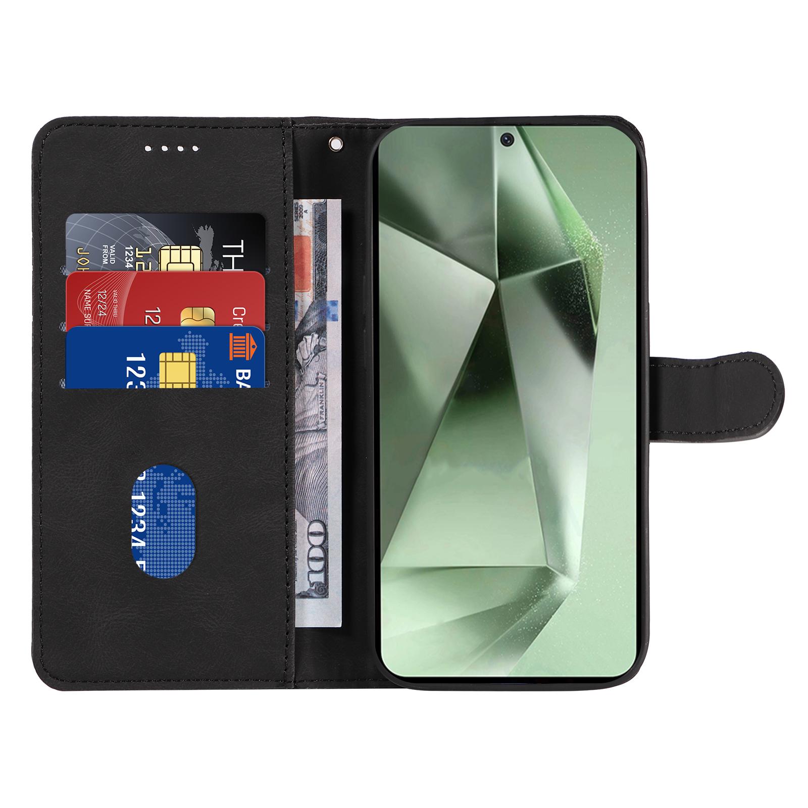 

For Samsung Galaxy S24 FE Leather Case Wallet Cover Curved Line Imprinted Green