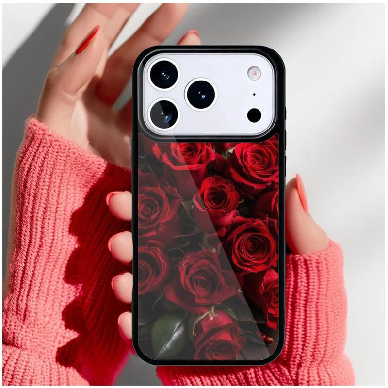 Bright Red Roses Flowers Phone Case for iPhone 17 16 15 14 13 Pro Max Back Cover for 12 11 Pro Coque